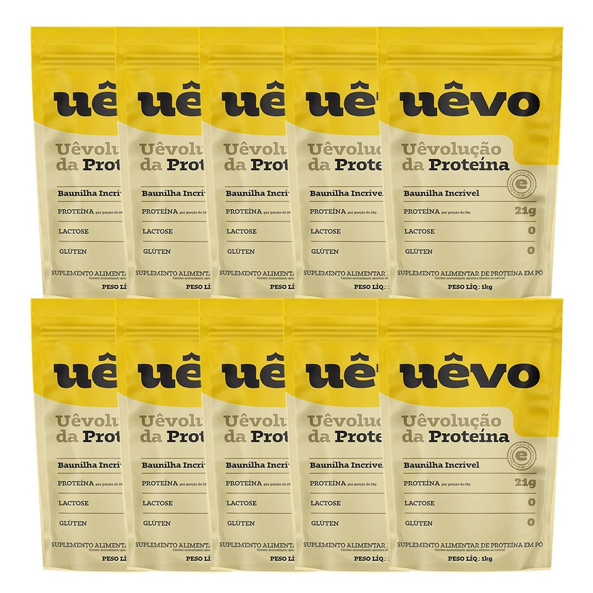 Kit 10X Proteina de Ovo em P� - 1000g Refil Baunilha - U�vo
