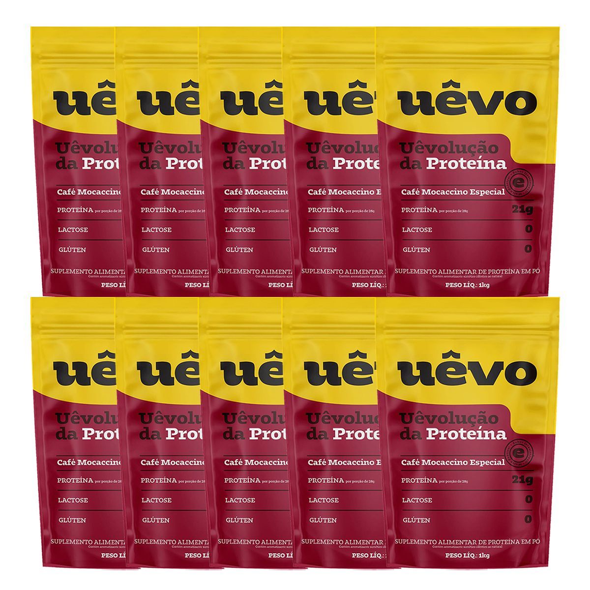 Kit 10X Proteina de Ovo em P� - 1000g Refil Caf� Mocaccino - U�vo