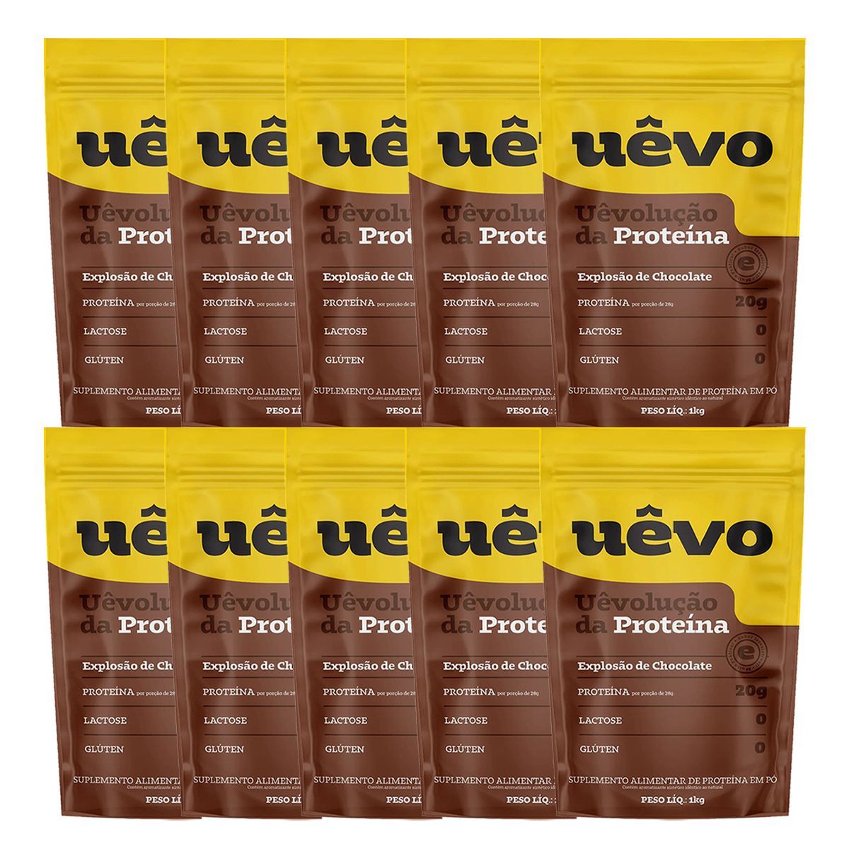 Kit 10X Proteina de Ovo em P� - 1000g Refil Chocolate - U�vo