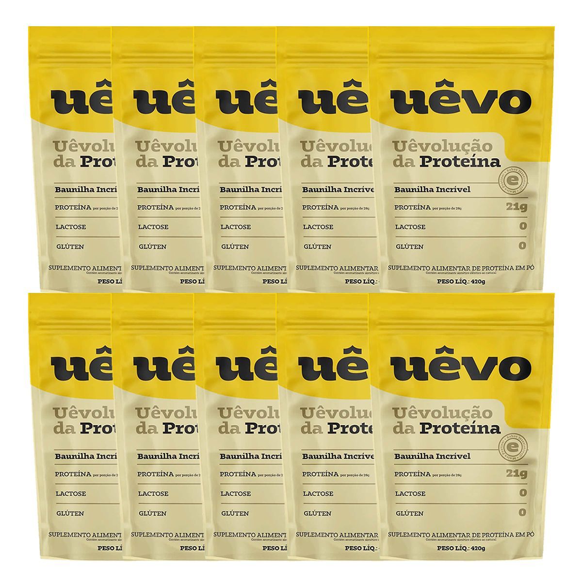 Kit 10X Prote�na U�vo - 420g Refil Baunilha - U�vo