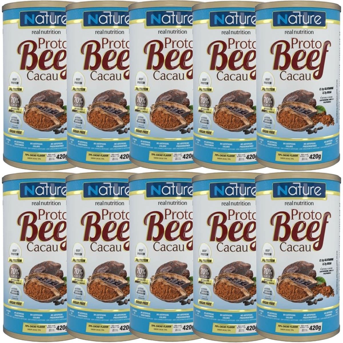 Kit 10X Proto Beef Cacau - 70% Cacao 420g - Nature