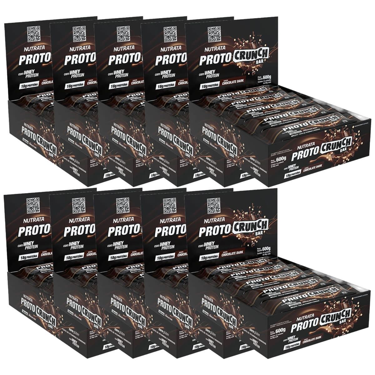 Kit 10X Proto Crunch Bar - 10 Barras de 60g Chocolate Dark - Nutrata