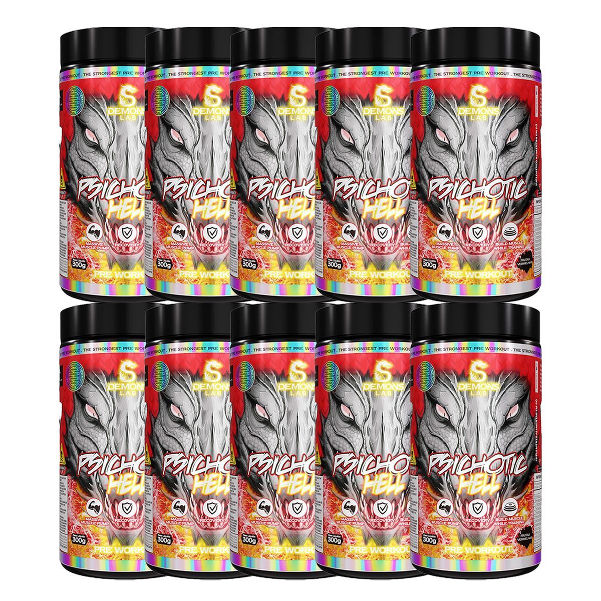 Kit 10X Psichotic Hell - 300g Fruit Punch - Demons Lab