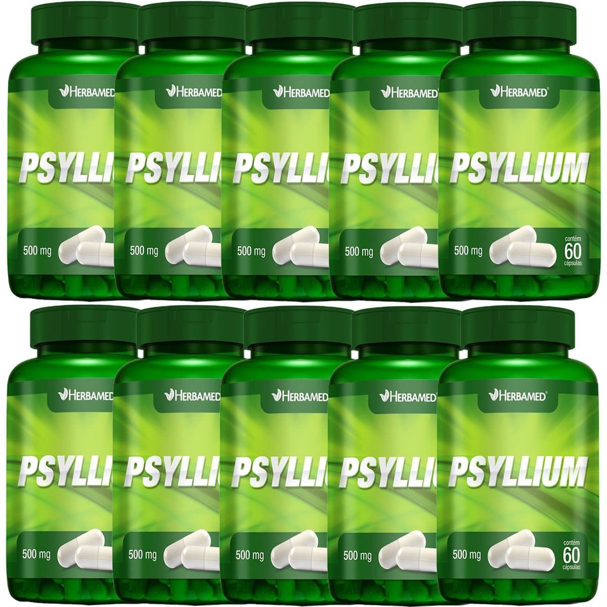 Kit 10X Psyllium 500mg 60 C�psulas - Herbamed