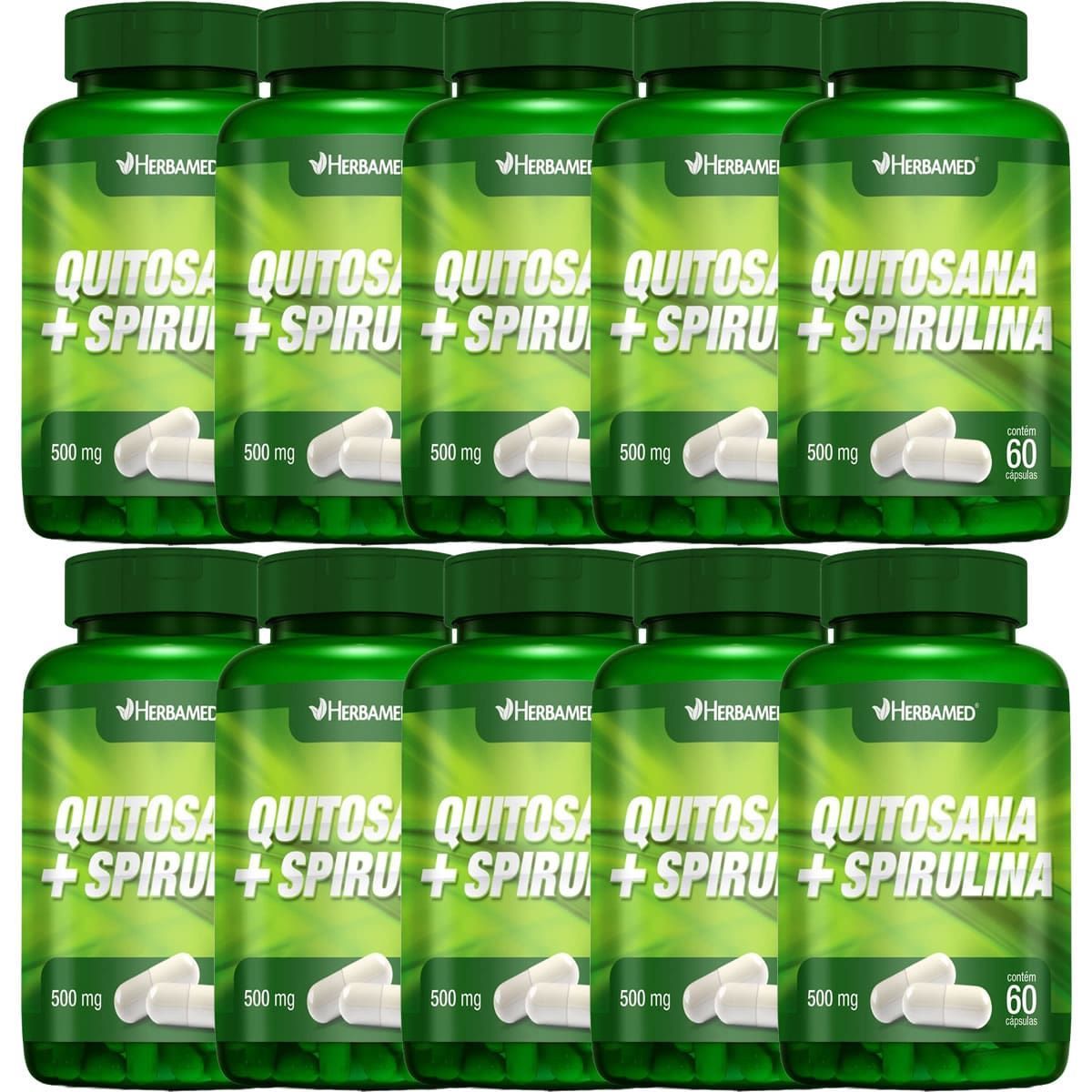 Kit 10X Quitosana + Spirulina - 60 C�psulas - Herbamed