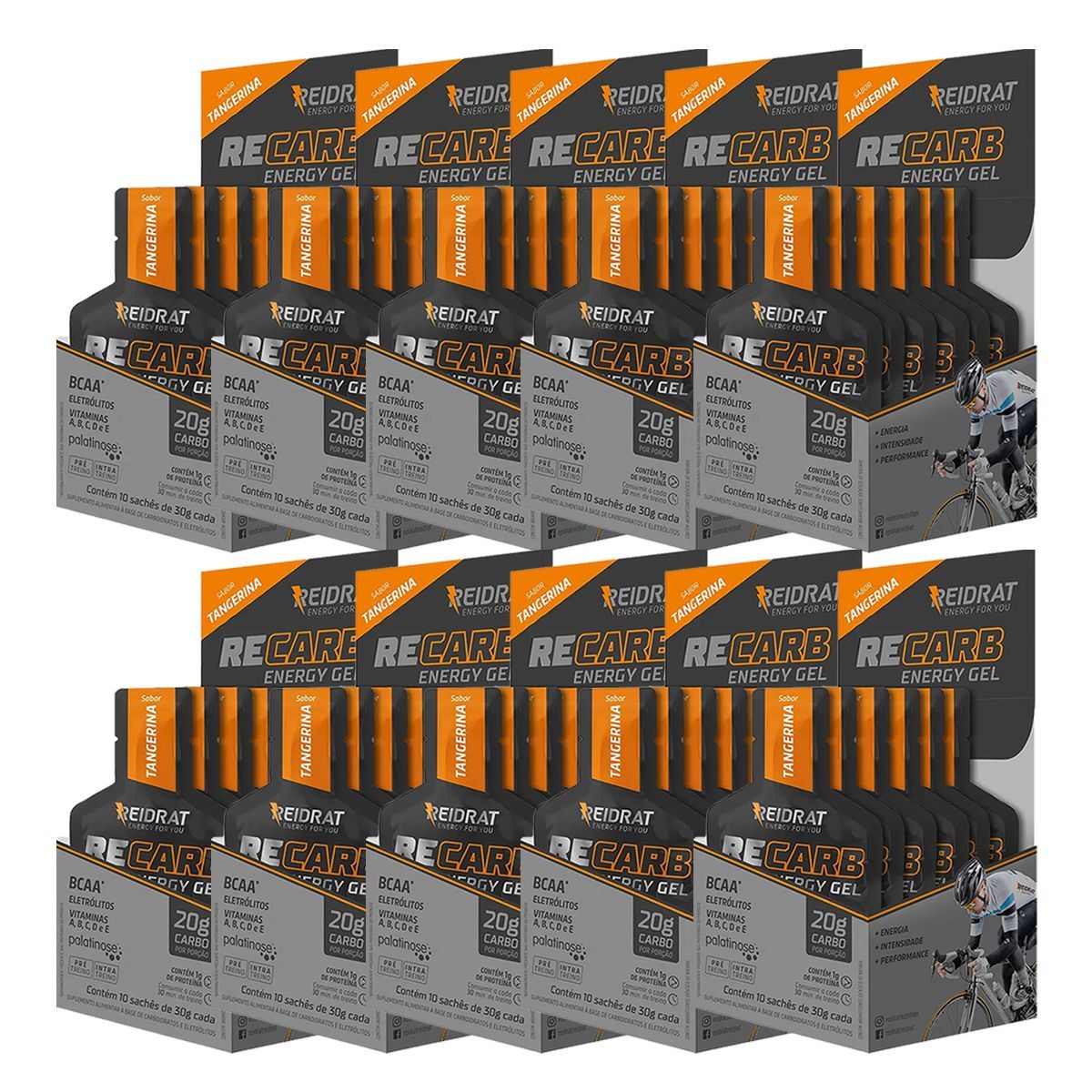 Kit 10X Recarb Energy Gel - 10 Sach�s de 30g Tangerina - Reidrat