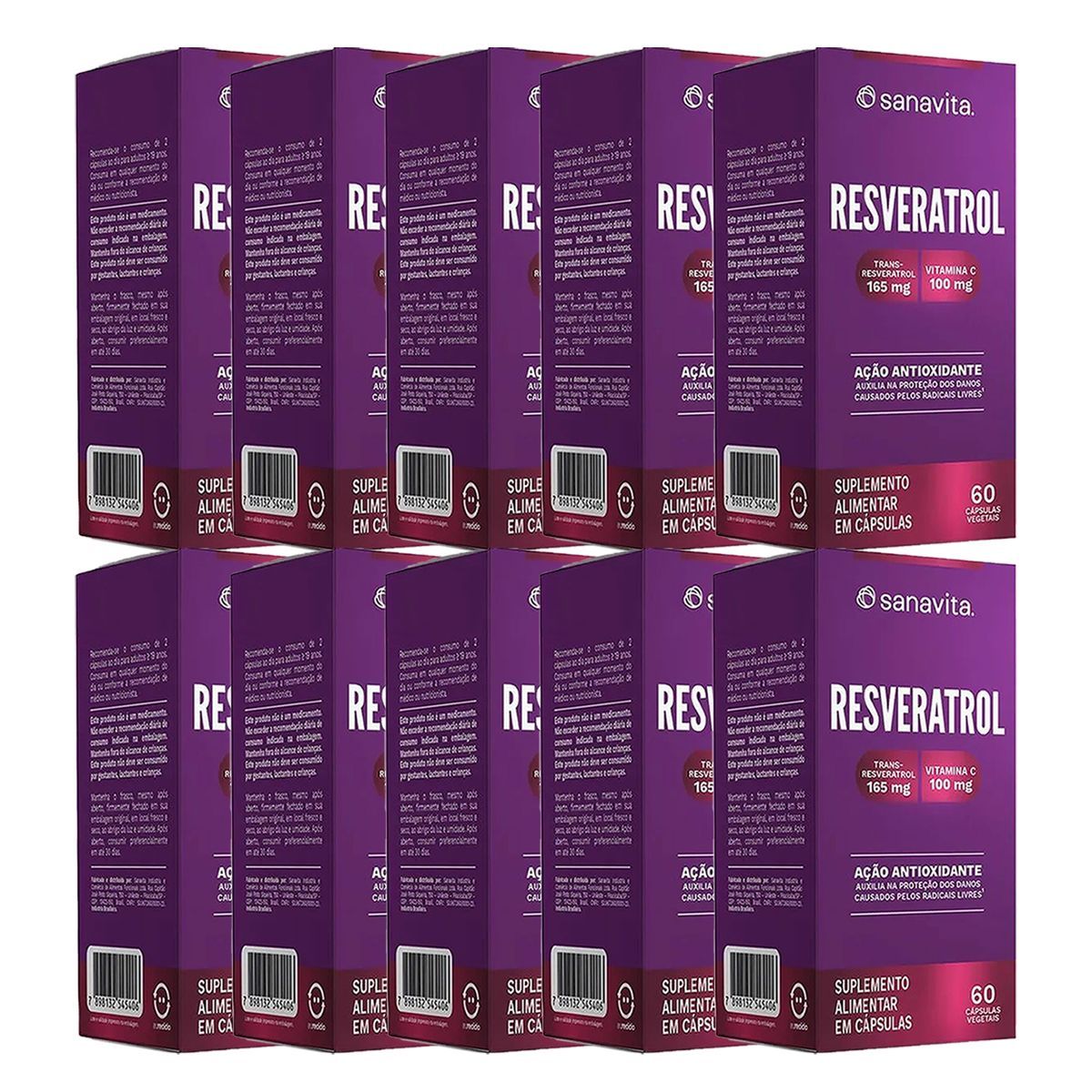 Kit 10X Resveratrol - 60 C�psulas Vegetais - Sanavita