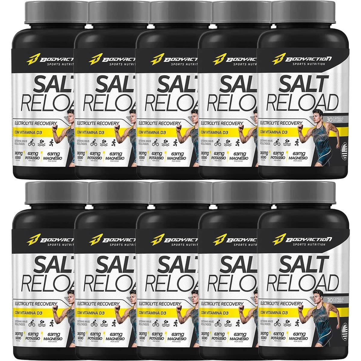 Kit 10X Salt Reload - 30 C�psulas - BodyAction