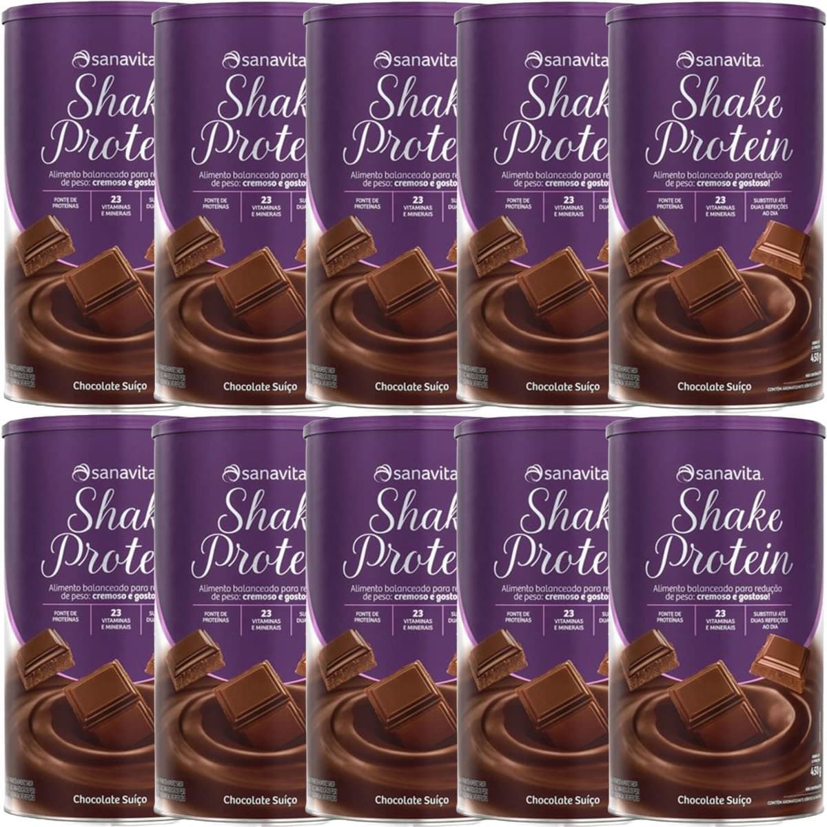 Kit 10X Shake Protein - 450g Chocolate Su��o - Sanavita