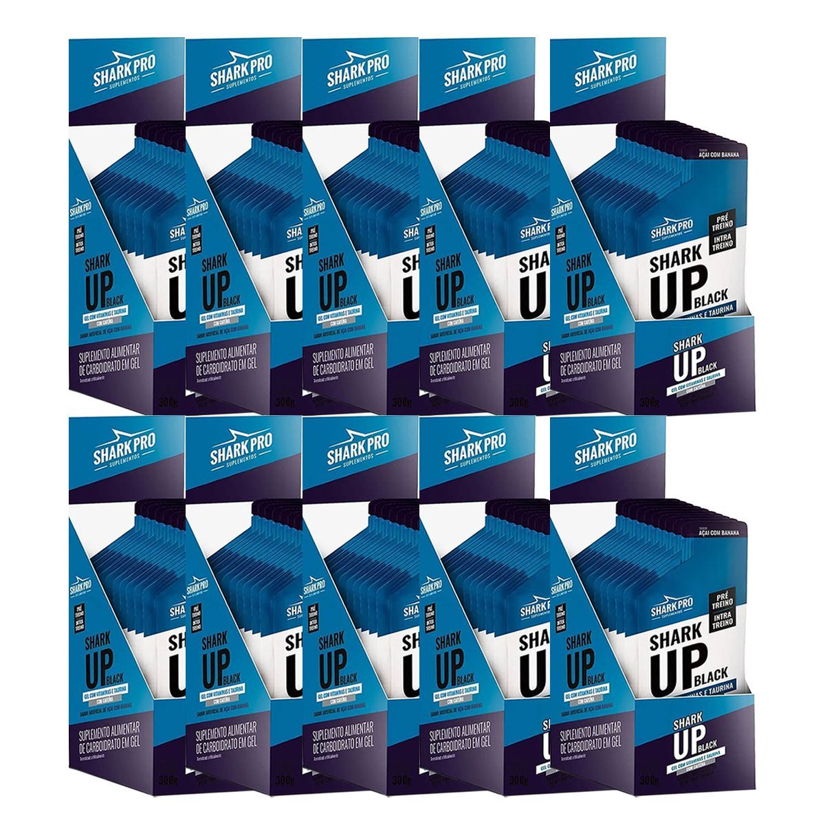 Kit 10X Shark Up Black Gel - 10 Sach�s 30g A�a� com Banana - Shark Pro
