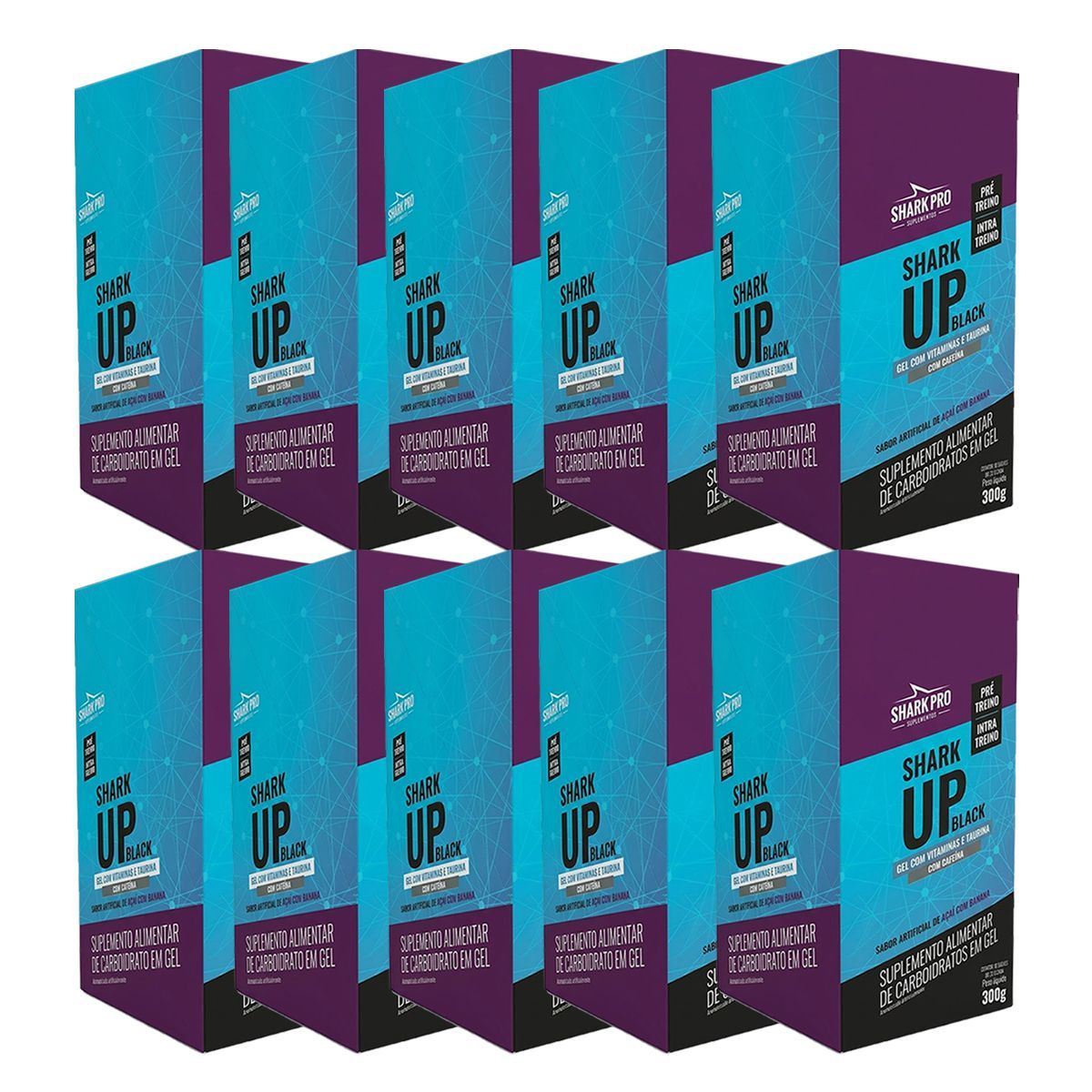 Kit 10X Shark Up Black Gel - 10 Sach�s 30g A�a� Com Banana - Shark Pro