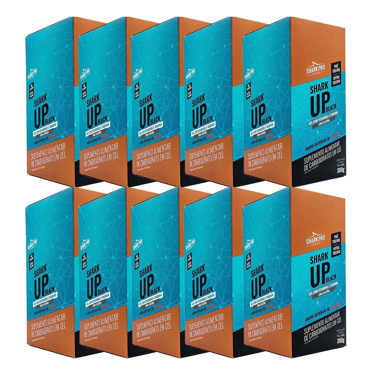 Kit 10X Shark Up Black Gel - 10 Sach�s 30g Caramelo - Shark Pro