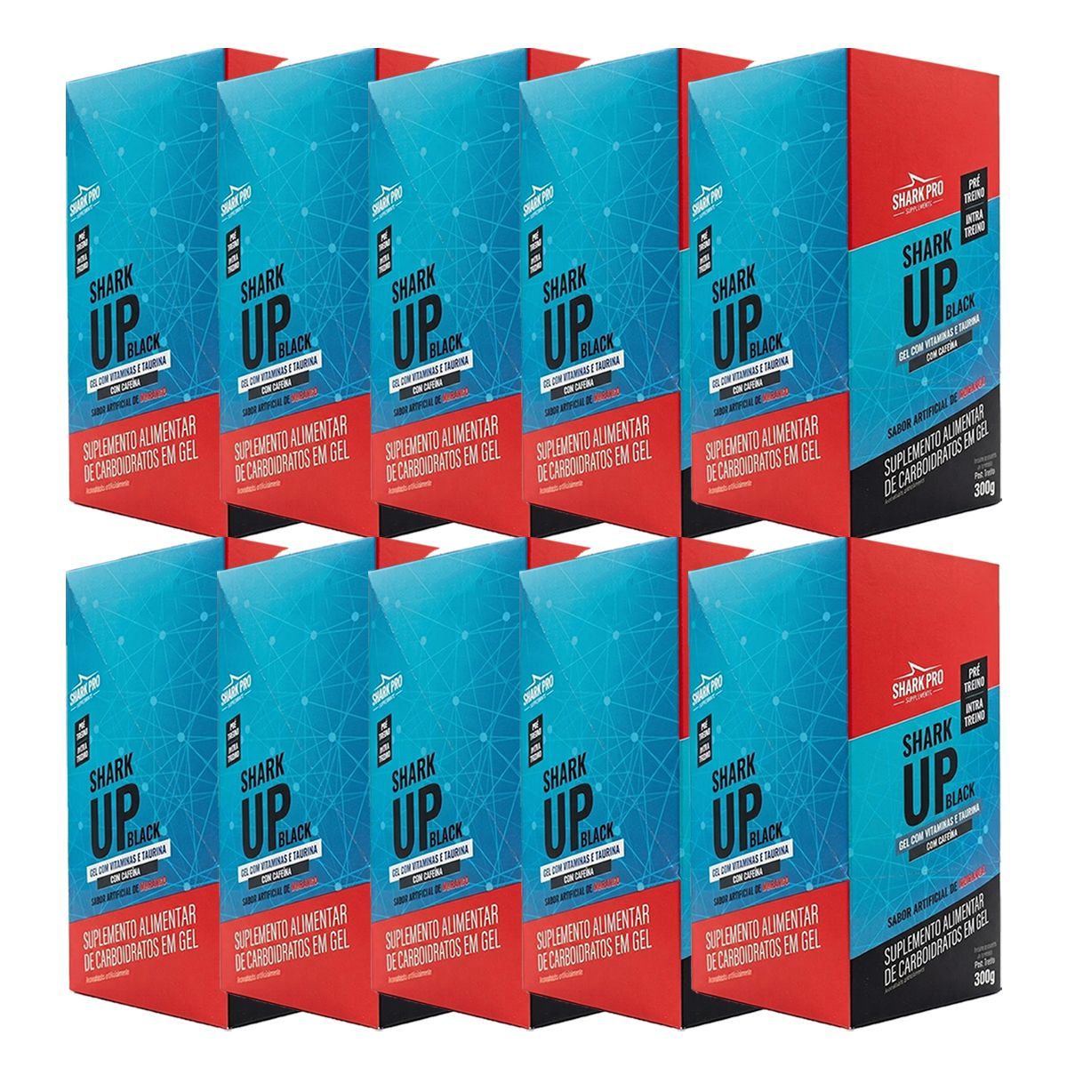 Kit 10X Shark Up Black Gel - 10 Sach�s 30g Morango - Shark Pro
