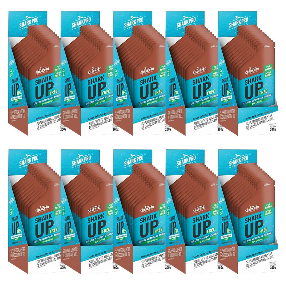 Kit 10X Shark-up Free - 10 Sach�s 30g Chocolate - Shark Pro