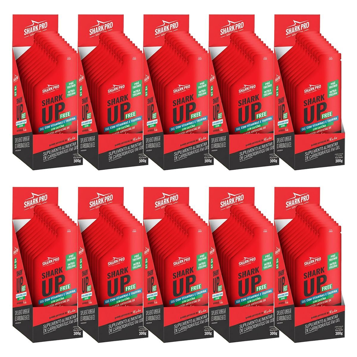 Kit 10X Shark Up Free - 10 Sach�s 30g Cola - Shark Pro
