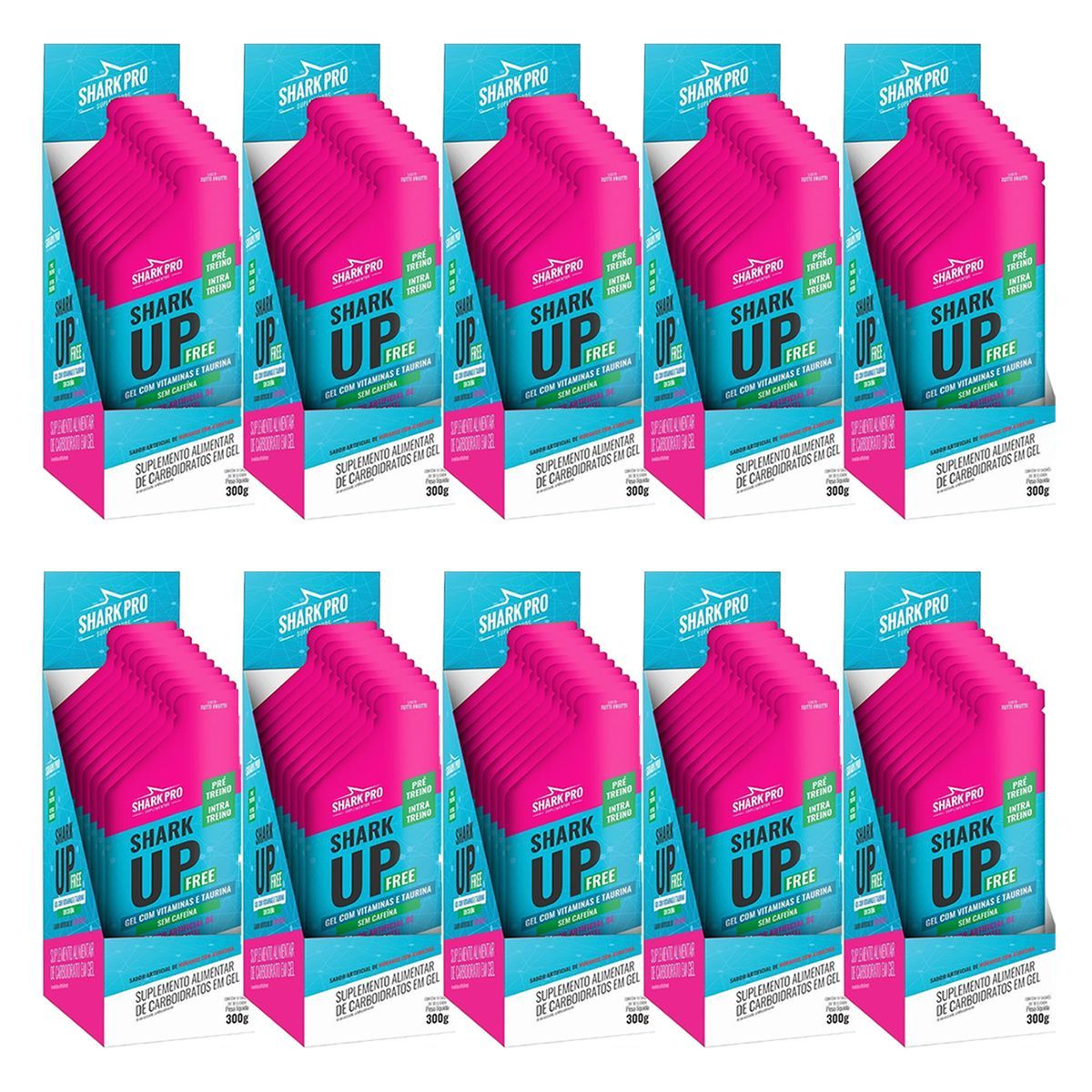 Kit 10X Shark-up Free - 10 Sach�s 30g Tutti Frutti - Shark Pro