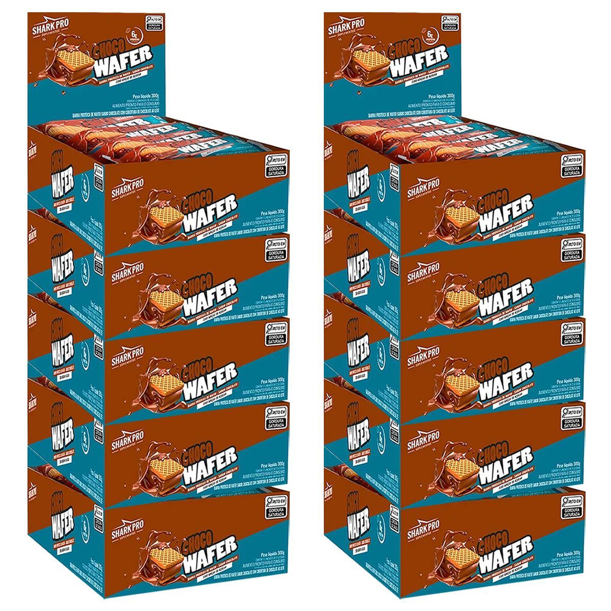 Kit 10X Shark Wafer - 12 Barras 25g Chocolate - Shark Pro