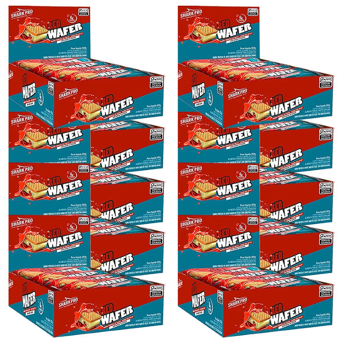 Kit 10X Shark Wafer - 12 Barras 25g Red Velvet - Shark Pro