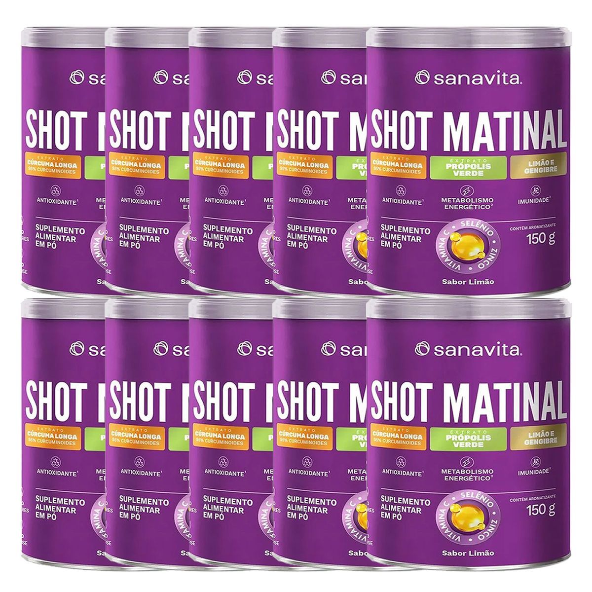Kit 10X Shot Matinal - 150g Lim�o - Sanavita