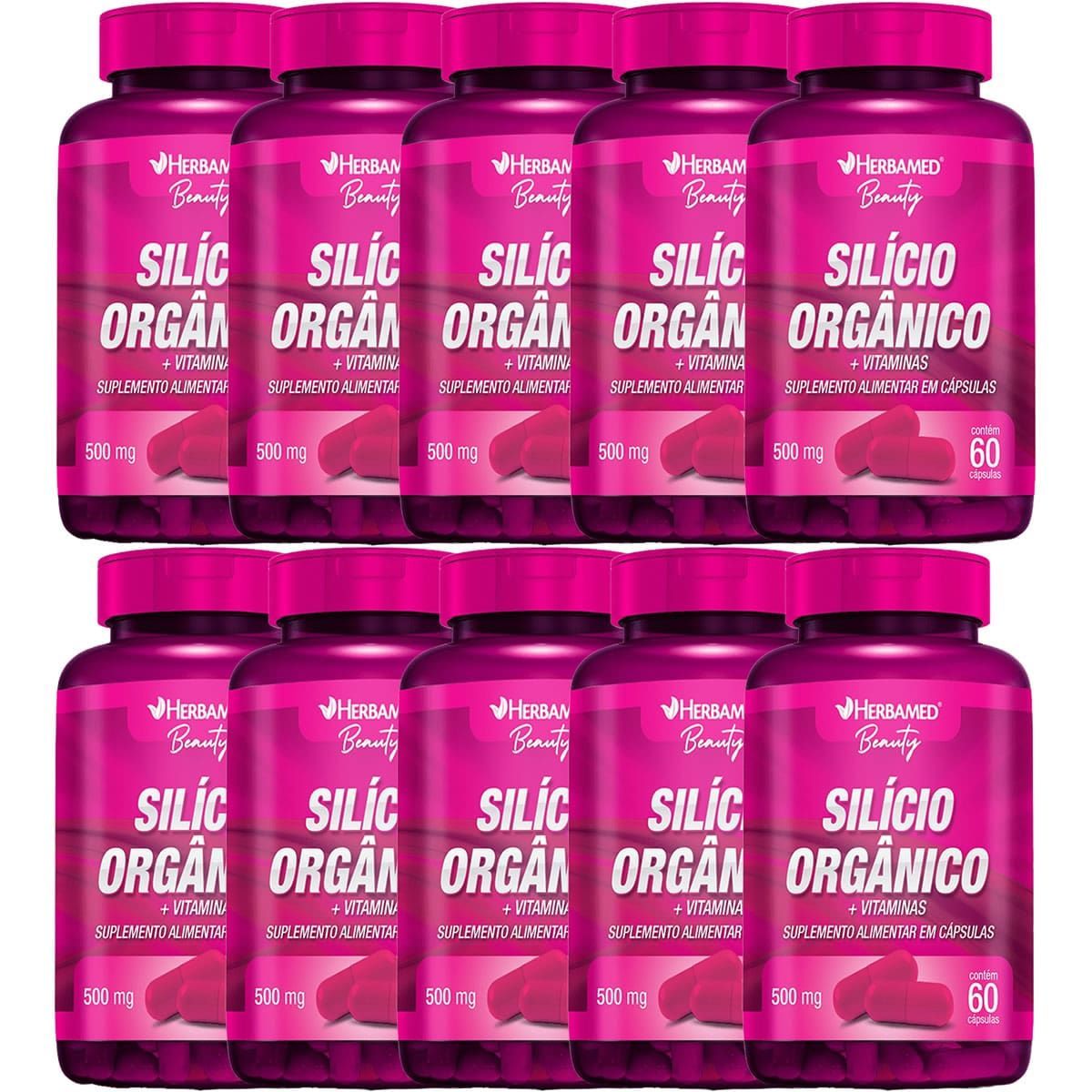 Kit 10X Sil�cio Org�nico + Vitaminas - 60 C�psulas - Herbamed
