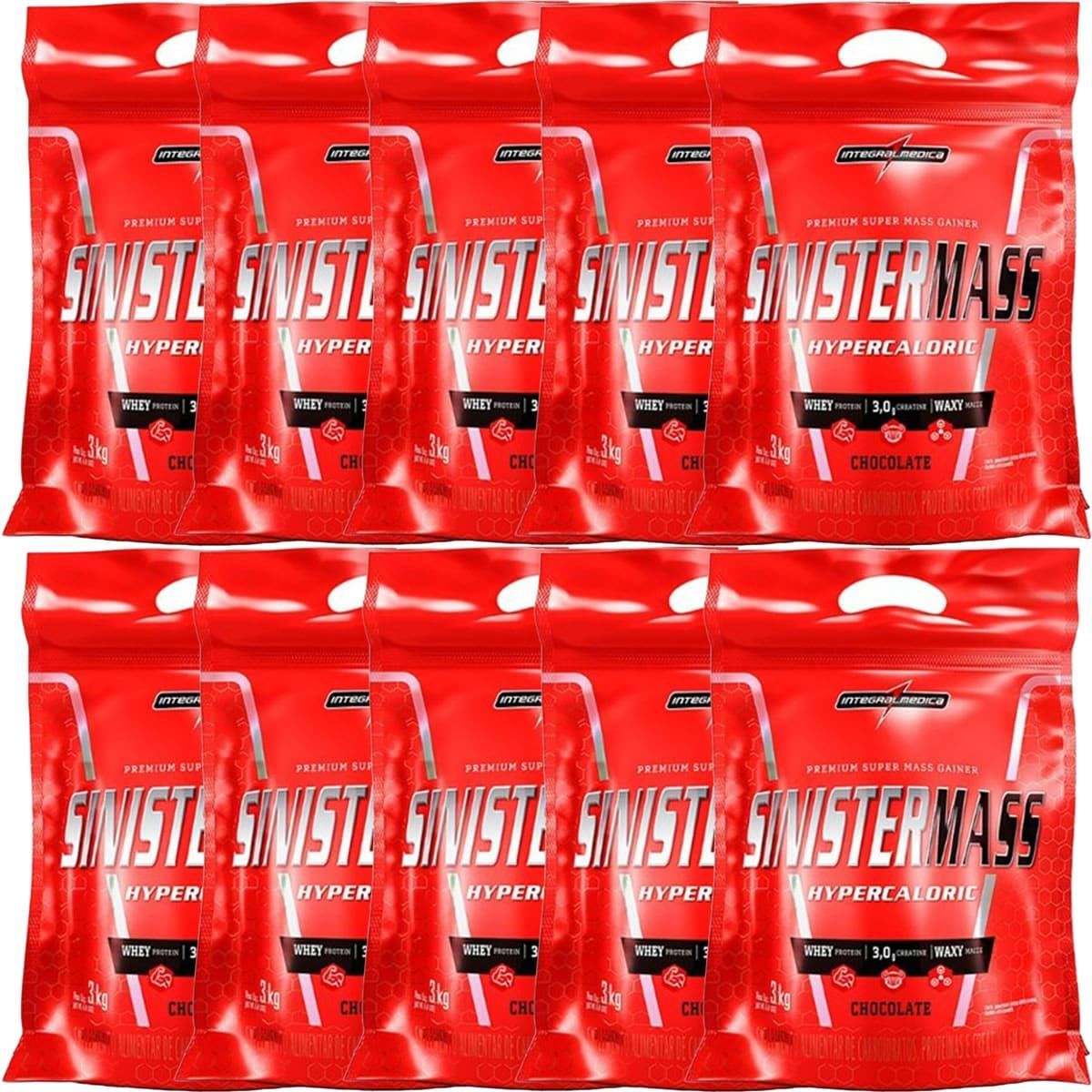 Kit 10X Sinister Mass - 3000g Chocolate - IntegralM�dica