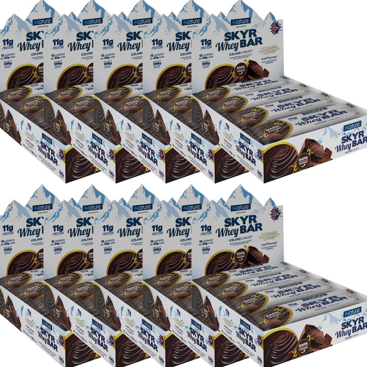 Kit 10X Skyr Whey Bar - 12 unidades 33g Dark Chocolate Yoghurt - Nature
