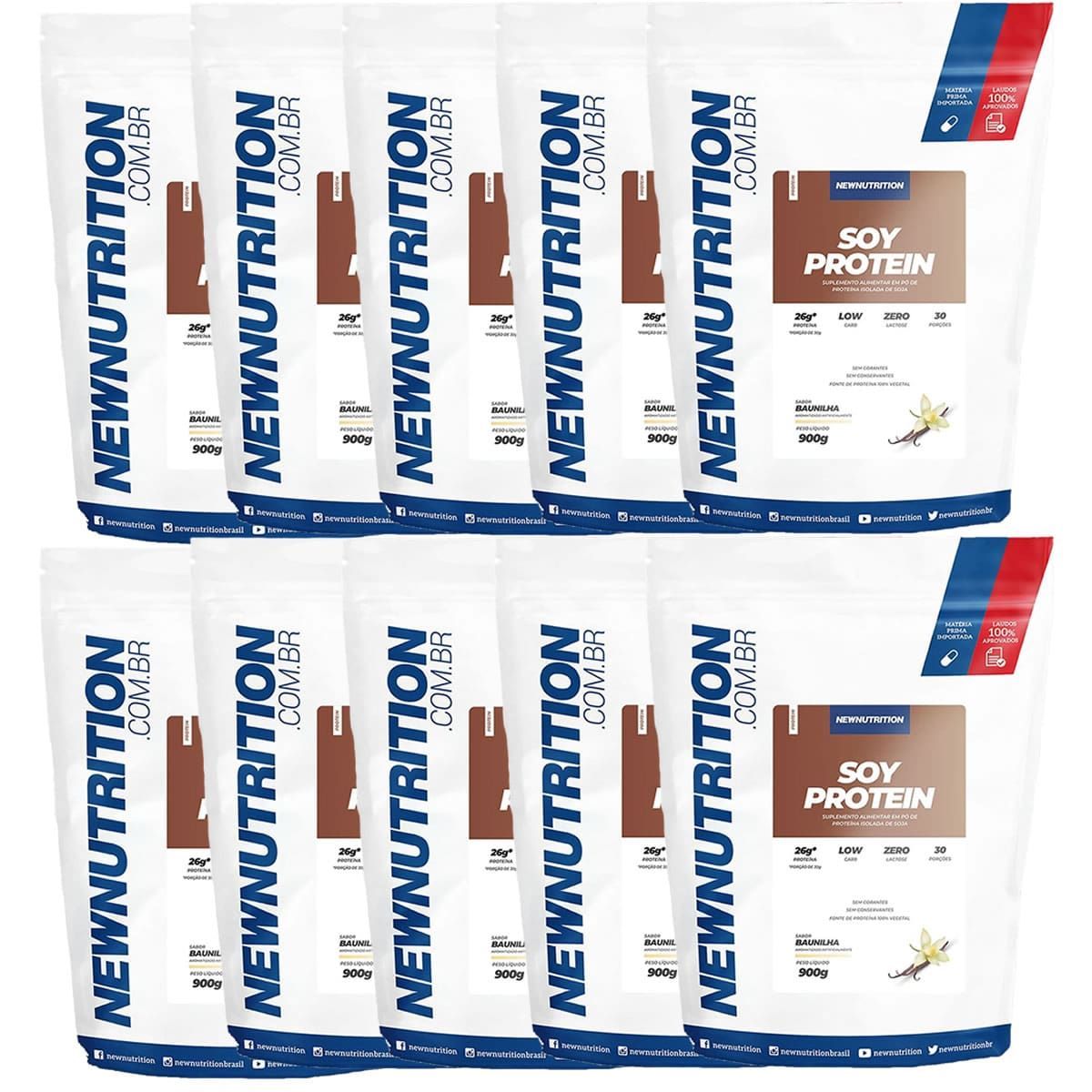 Kit 10X Soy Protein - 900g Baunilha - NewNutrition