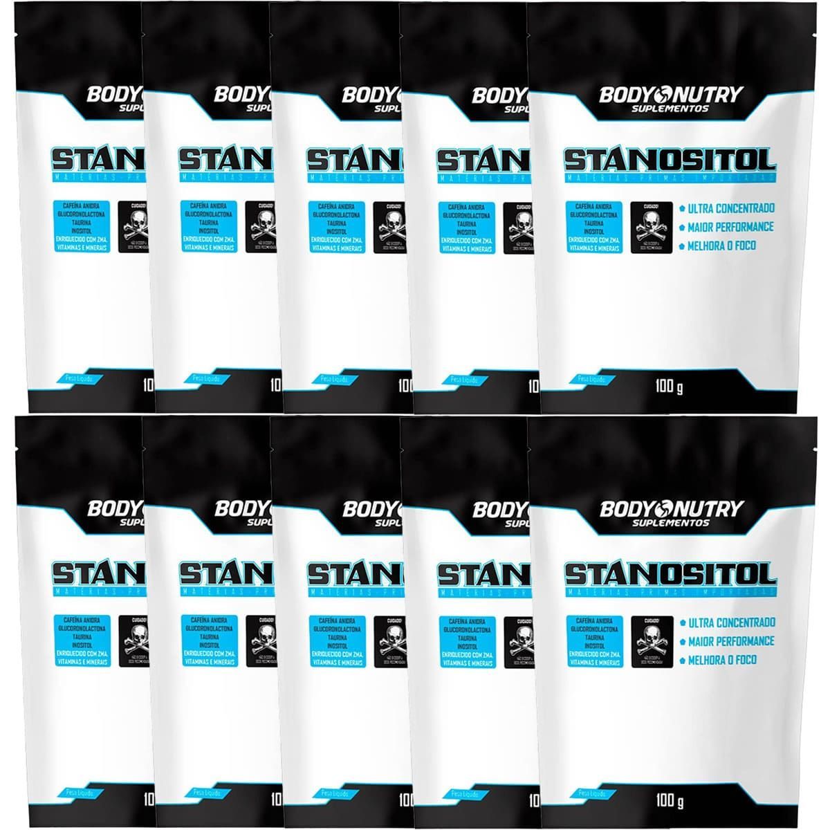 Kit 10X Stanositol Pr� Treino Refil - 100g Frutas Vermelhas  - Body Nutry