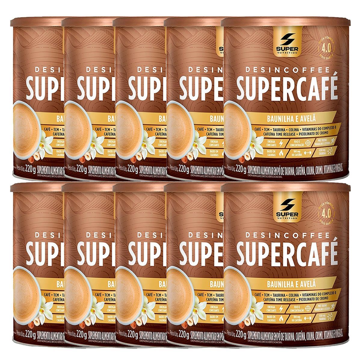 Kit 10X Supercaf� - 220g Baunilha com Avel� - Desinch�