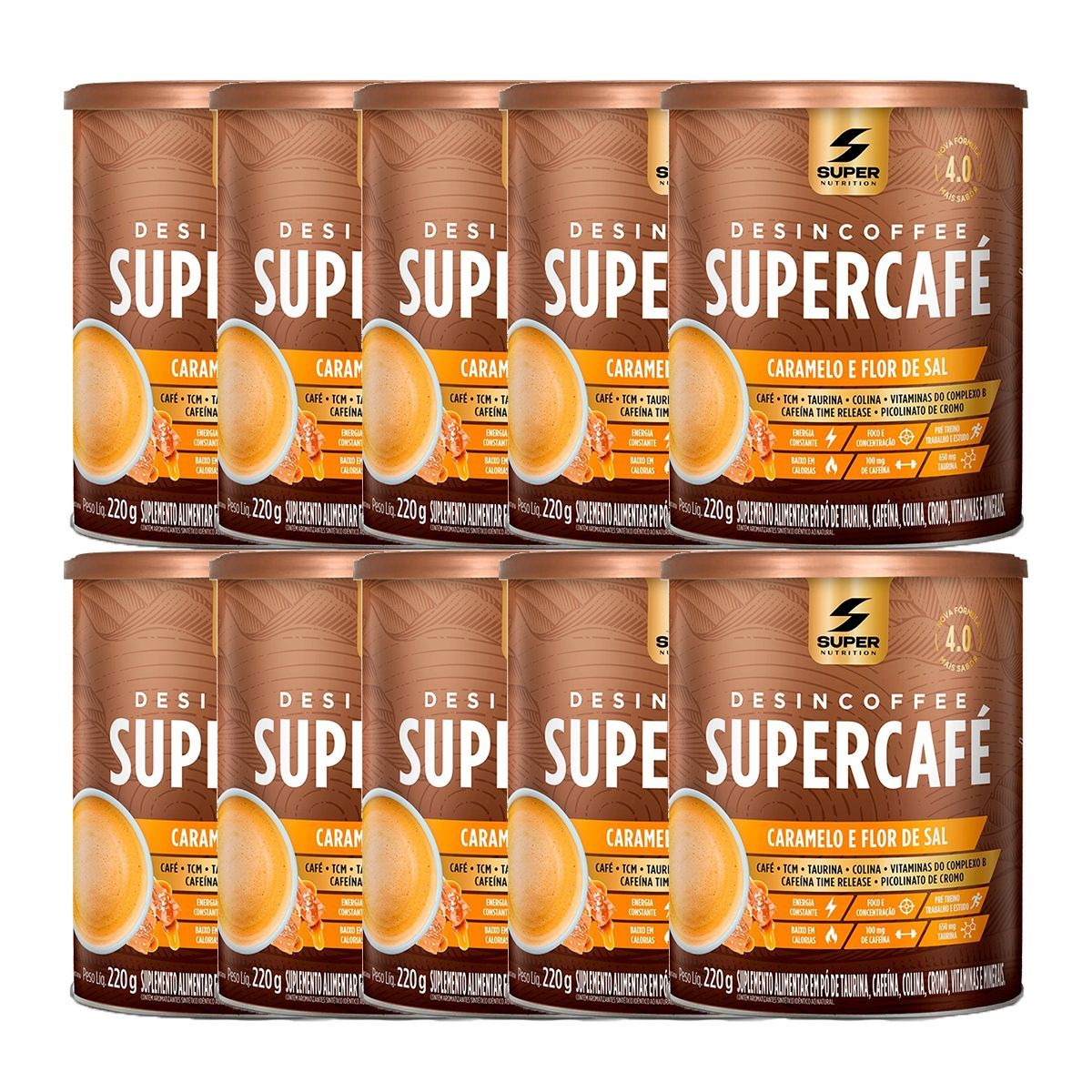 Kit 10X Supercaf� - 220g Caramelo e Flor de Sal - Desinch�