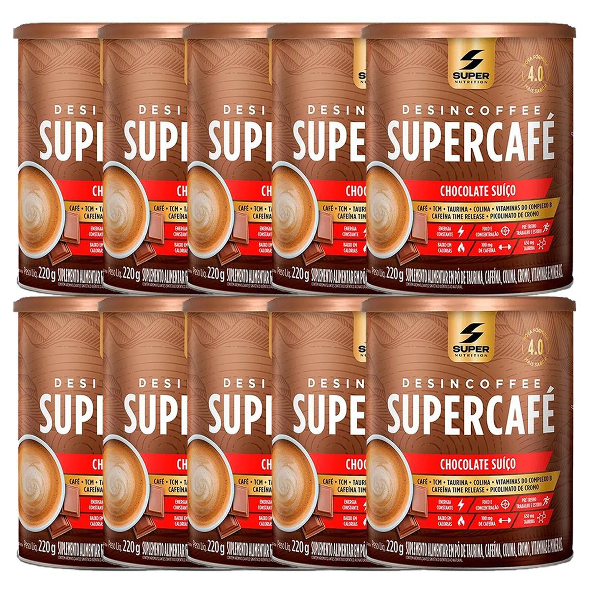 Kit 10X Supercaf� - 220g Chocolate Sui�o - Desinch�
