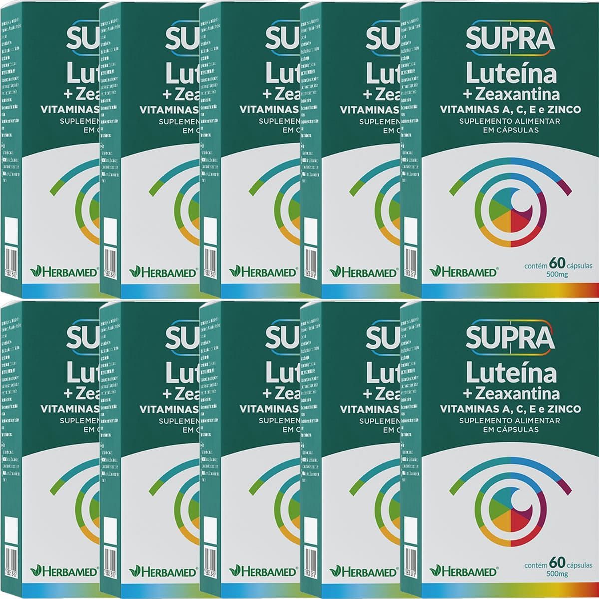 Kit 10X Supra Luteina + Zeaxantina - 500mg 60 C�psulas - Herbamed