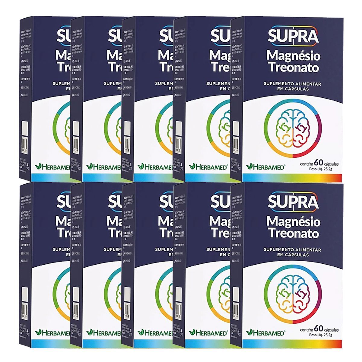 Kit 10X Supra Magn�sio Treonato - 60 C�psulas - Herbamed