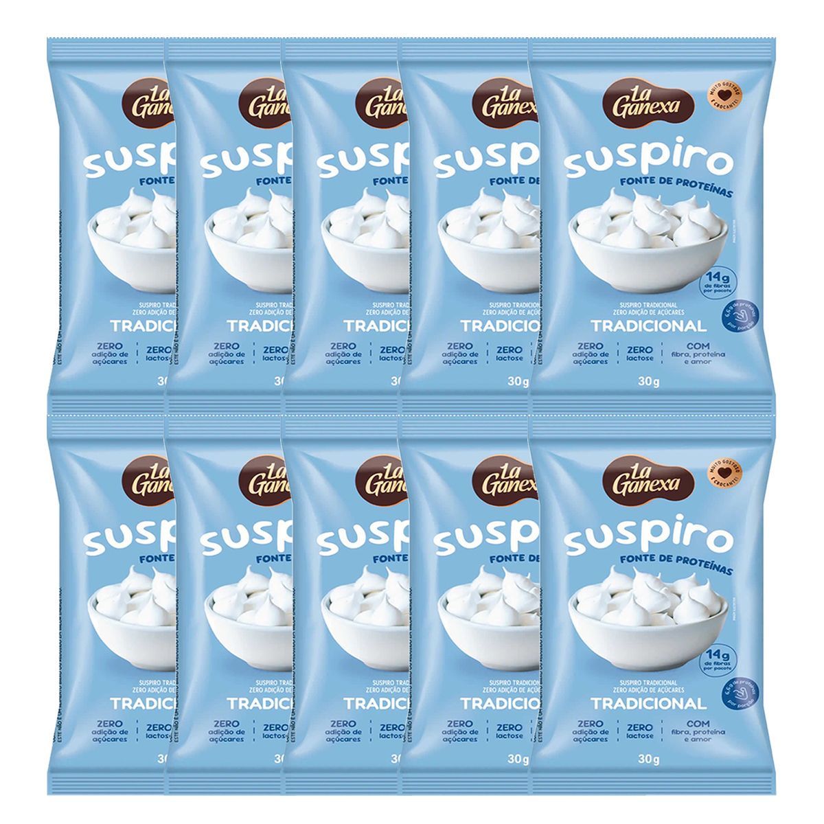 Kit 10X Suspiro Prote�co - 30g Tradicional - La Ganexa