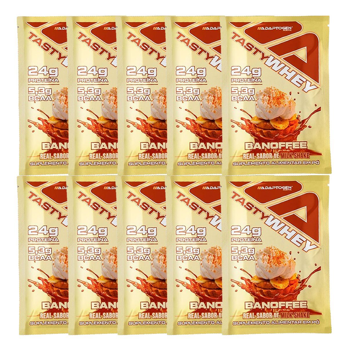 Kit 10X Tasty Whey 3W - 1 Sach� 32g Banoffee - Adaptogen