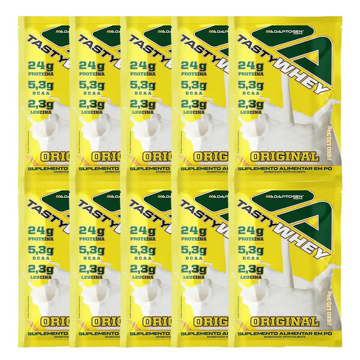 Kit 10X Tasty Whey 3W - 1 Sach� 34g Original - Adaptogen