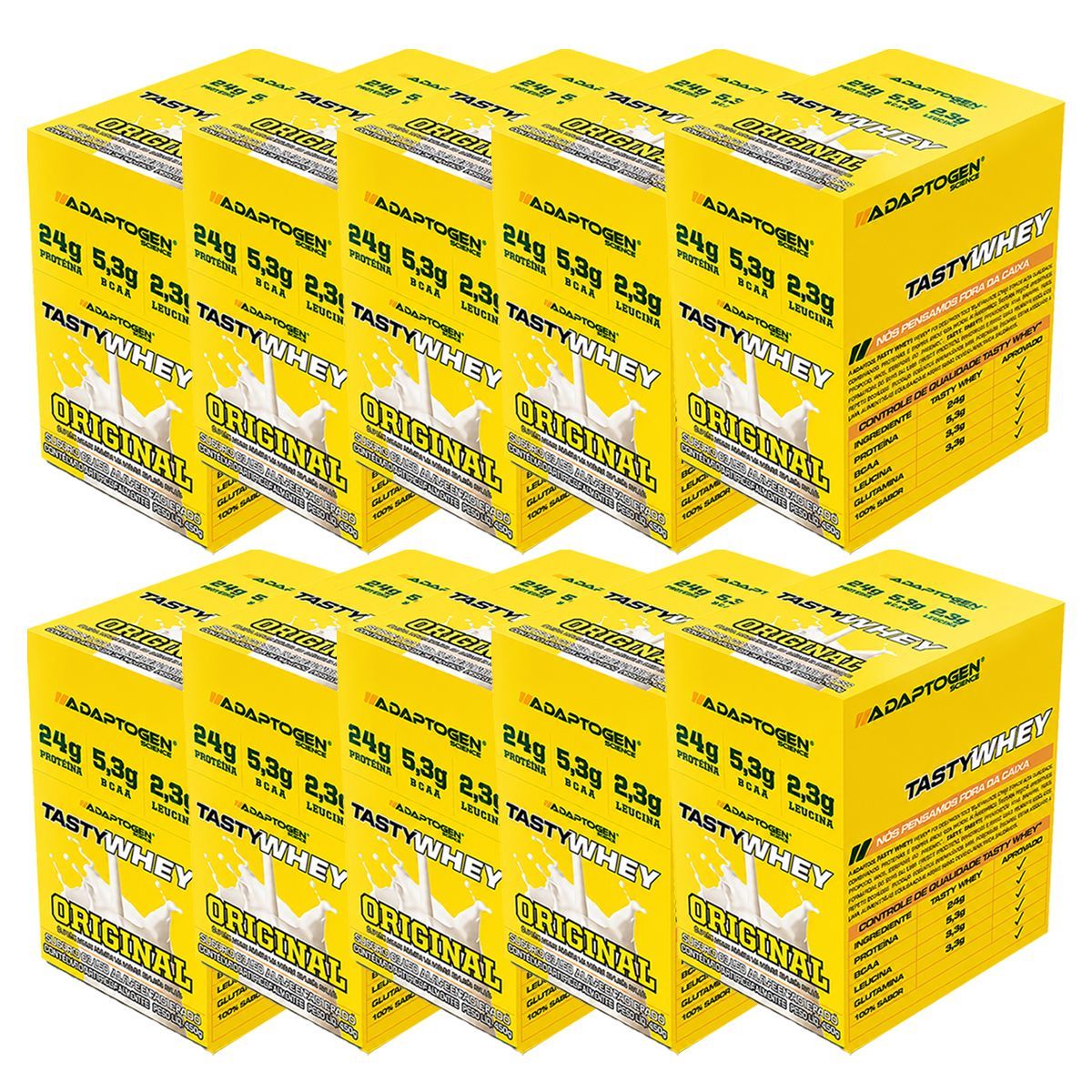 Kit 10X Tasty Whey 3W - 12 Sach�s 34g Original - Adaptogen