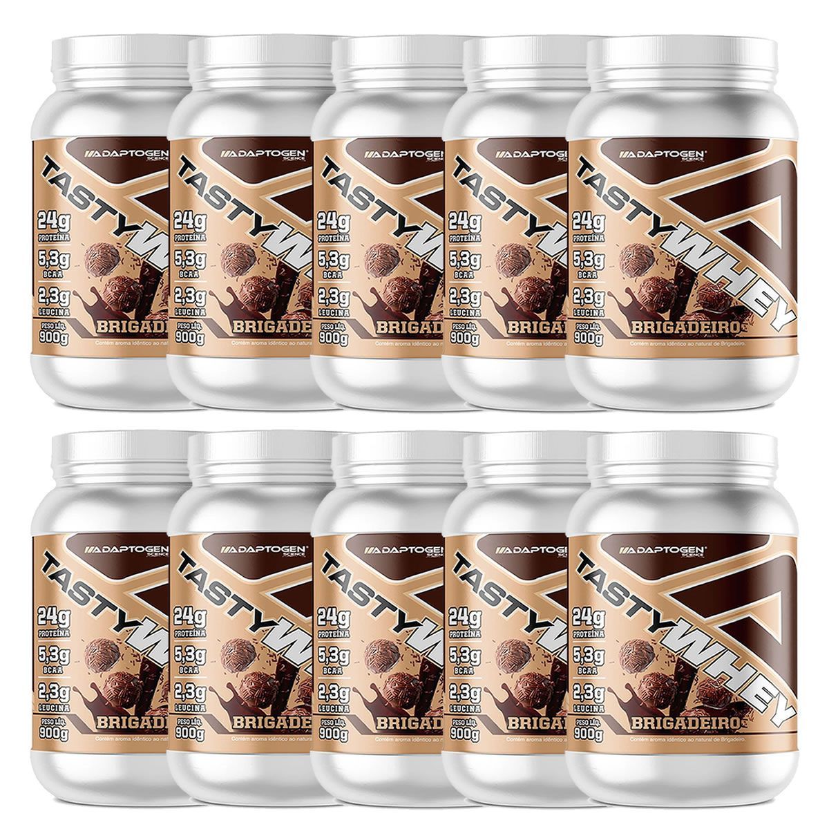 Kit 10X Tasty Whey 3W - 900g Brigadeiro - Adaptogen