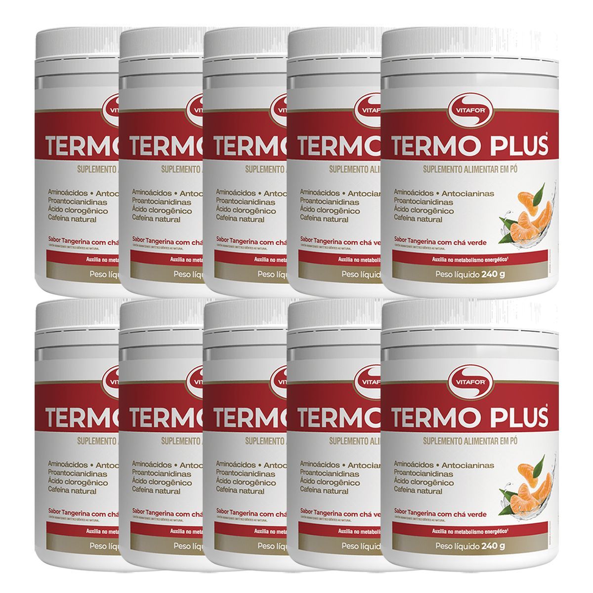 Kit 10X Termo Plus - 240g Tangerina Com Ch� Verde - Vitafor