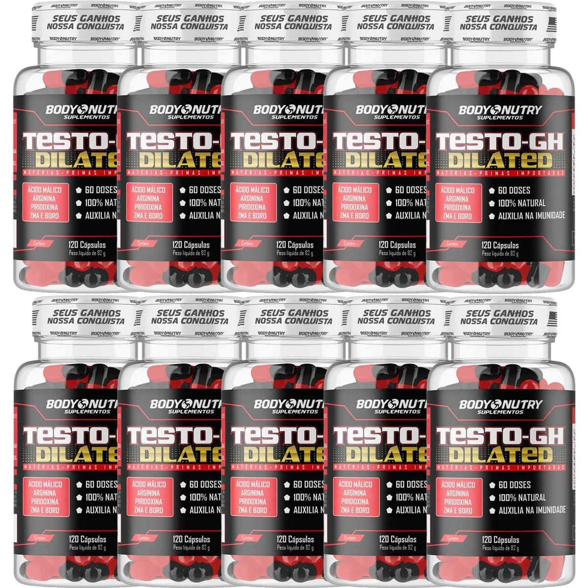 Kit 10X Testo-Gh Dilated - 120 C�psulas - BodyNutry