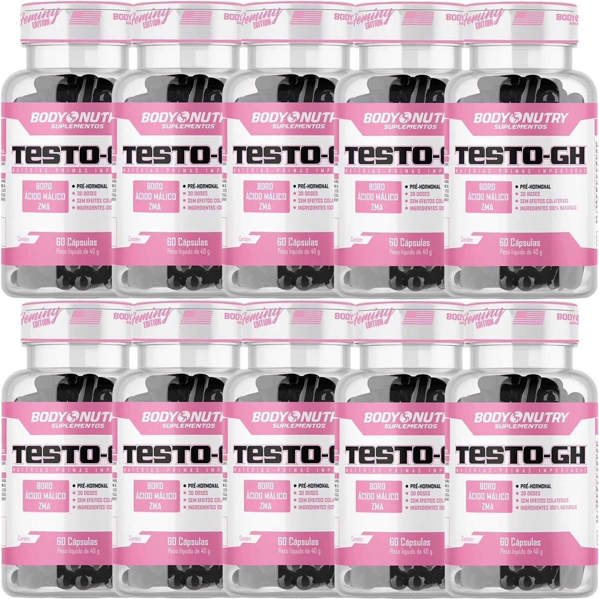 Kit 10X Testo GH Feminy - 60 C�psulas - Body Nutry
