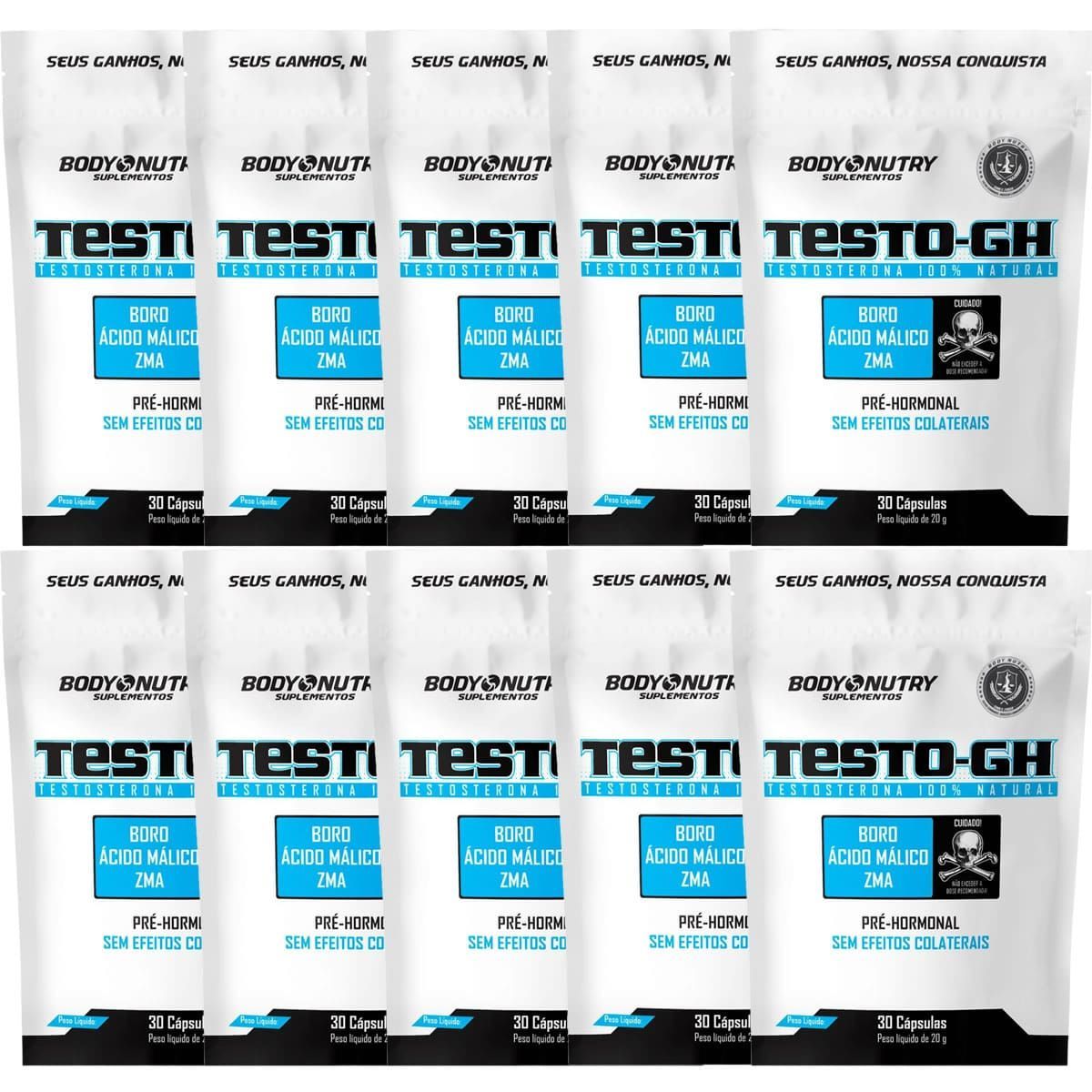 Kit 10X Testo GH - Refil 30 C�psulas - Body Nutry
