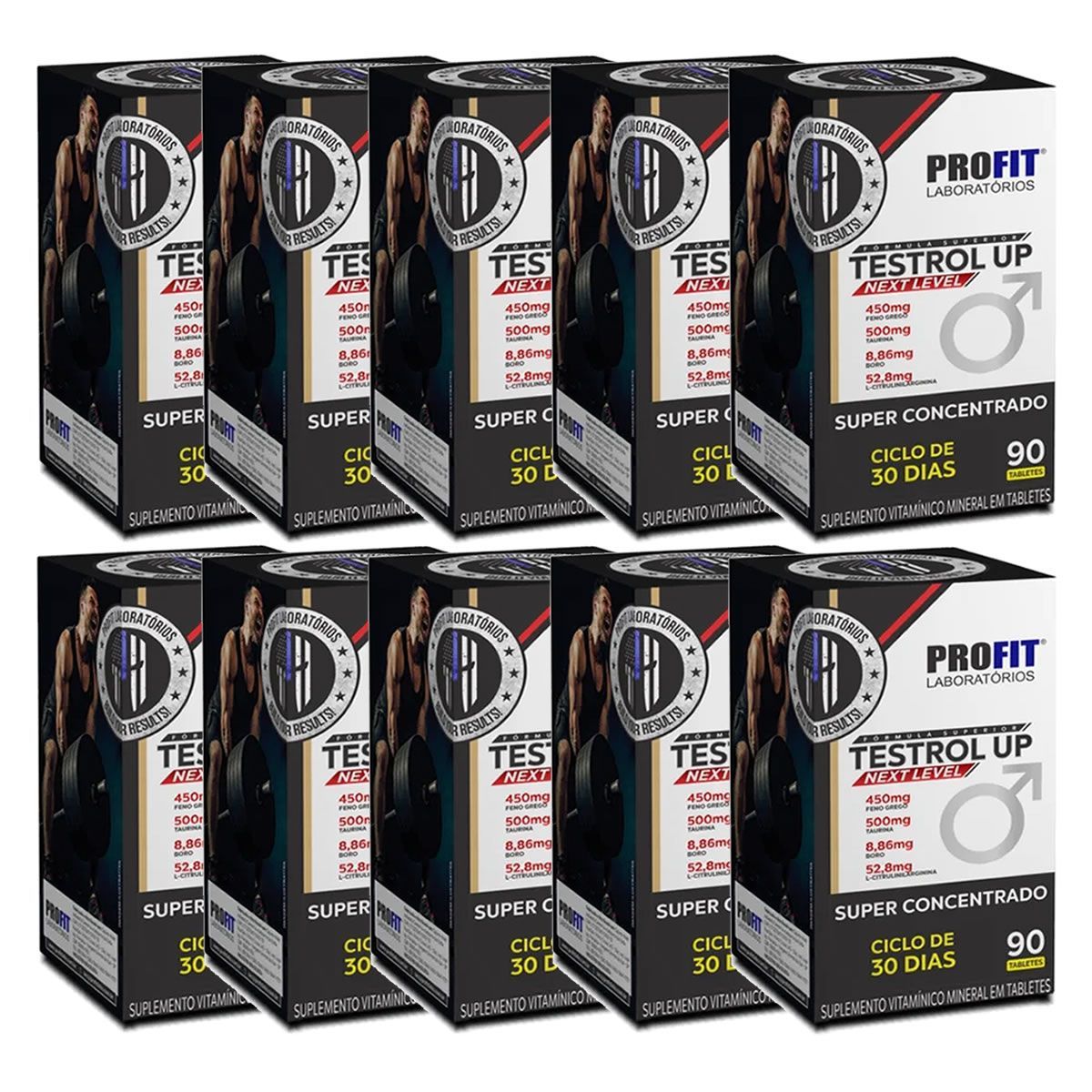 Kit 10X Testrol Up Next Level - 90 Tabletes - ProFit