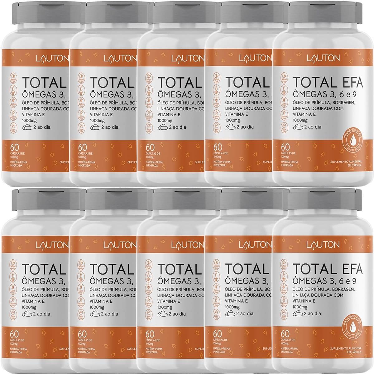 Kit 10X Total Efa �megas 3, 6 e 9  - 60 C�psulas - Lauton Nutrition