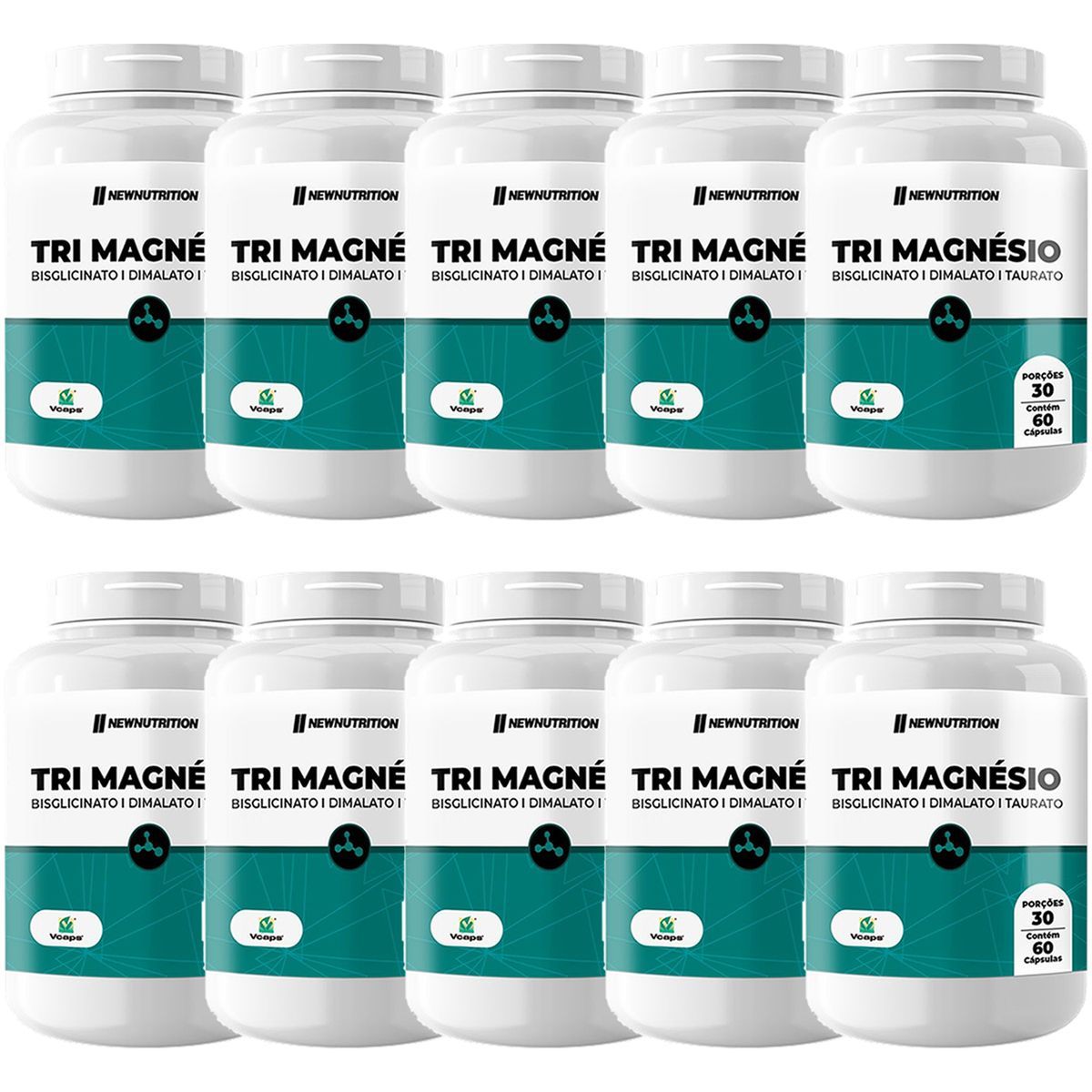 Kit 10X Tri Magn�sio - 60 C�psulas - NewNutrition