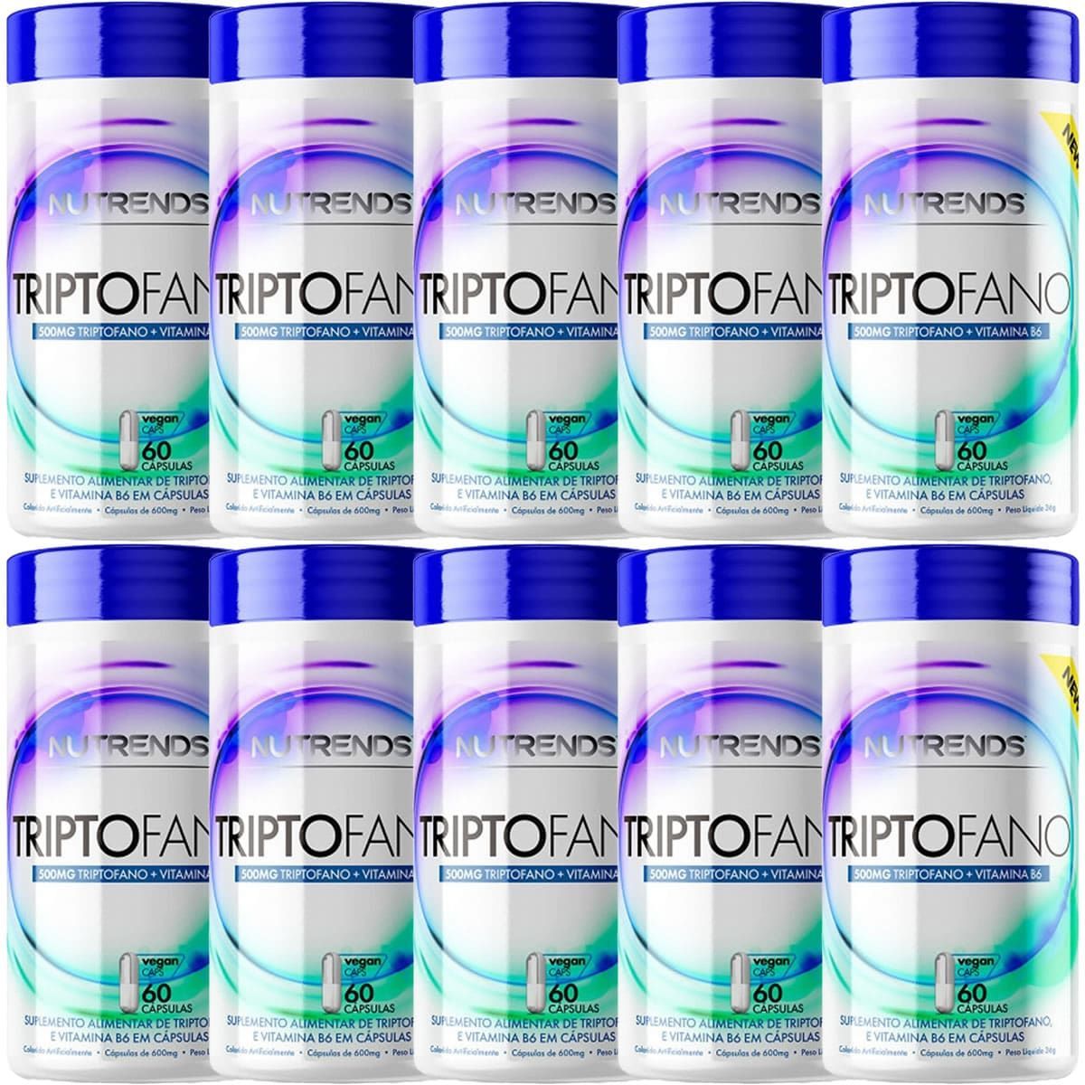 Kit 10X Triptofano Vegan + Vitamina B6 - 60 C�psulas - Nutrends