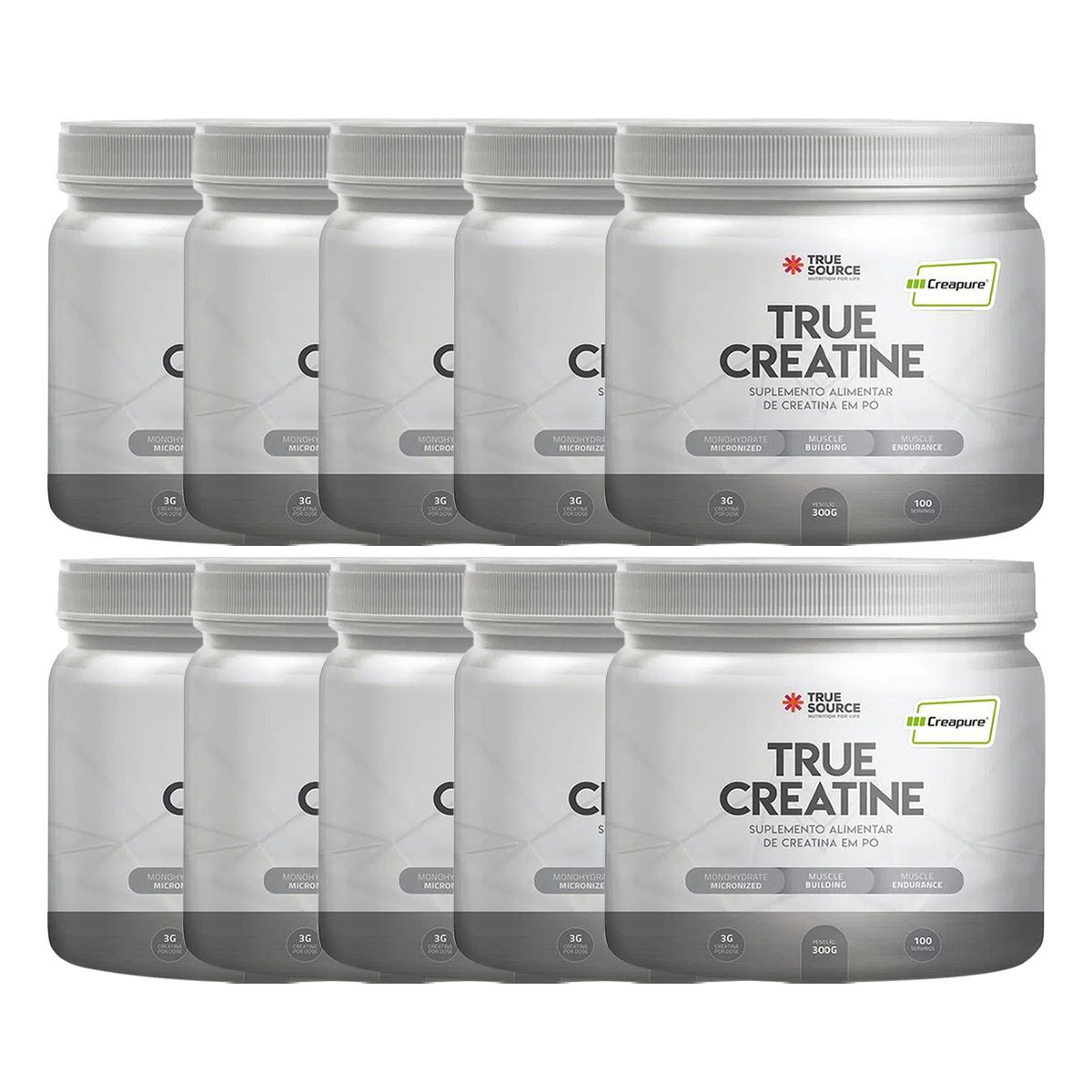 Kit 10X True Creatine Creapure - 300g Natural - True Source