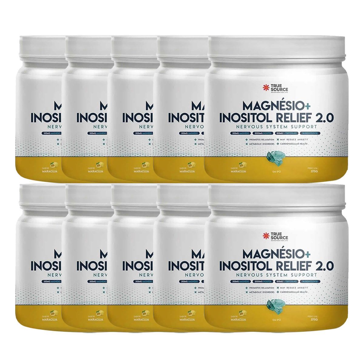Kit 10X True Magn�sio + Inositol Relief 2.0 - 375g Maracuj� - True Source