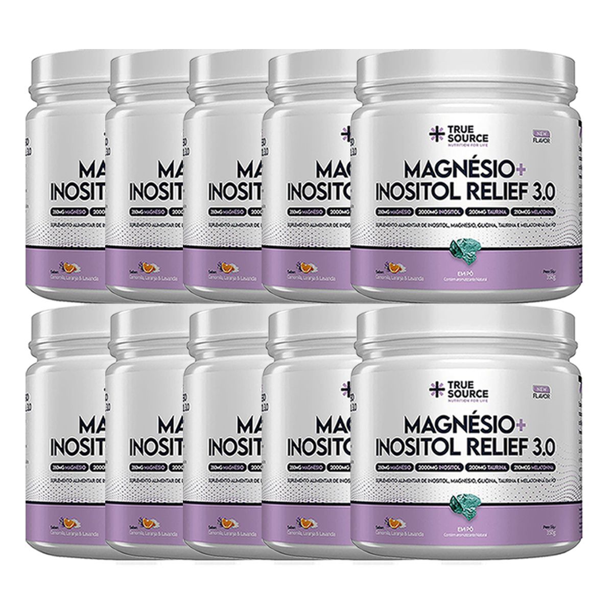 Kit 10X True Magn�sio + Inositol Relief 3.0 - 300g Camomila, Laranja e Lavanda - True Source