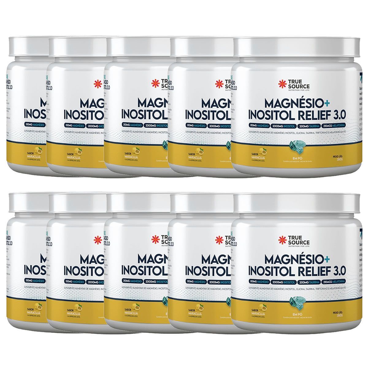 Kit 10X True Magn�sio + Inositol Relief 3.0 - 300g Maracuj� - True Source